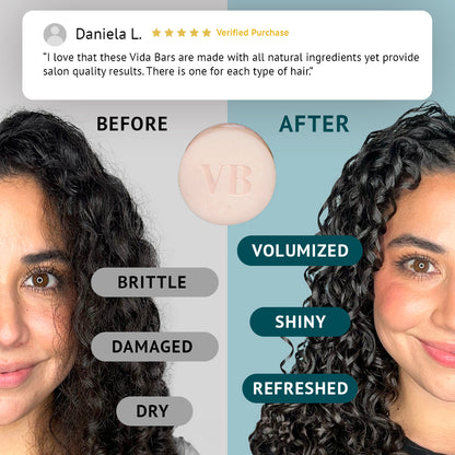 Before and after using Clarity Shampoo - Vida Bars