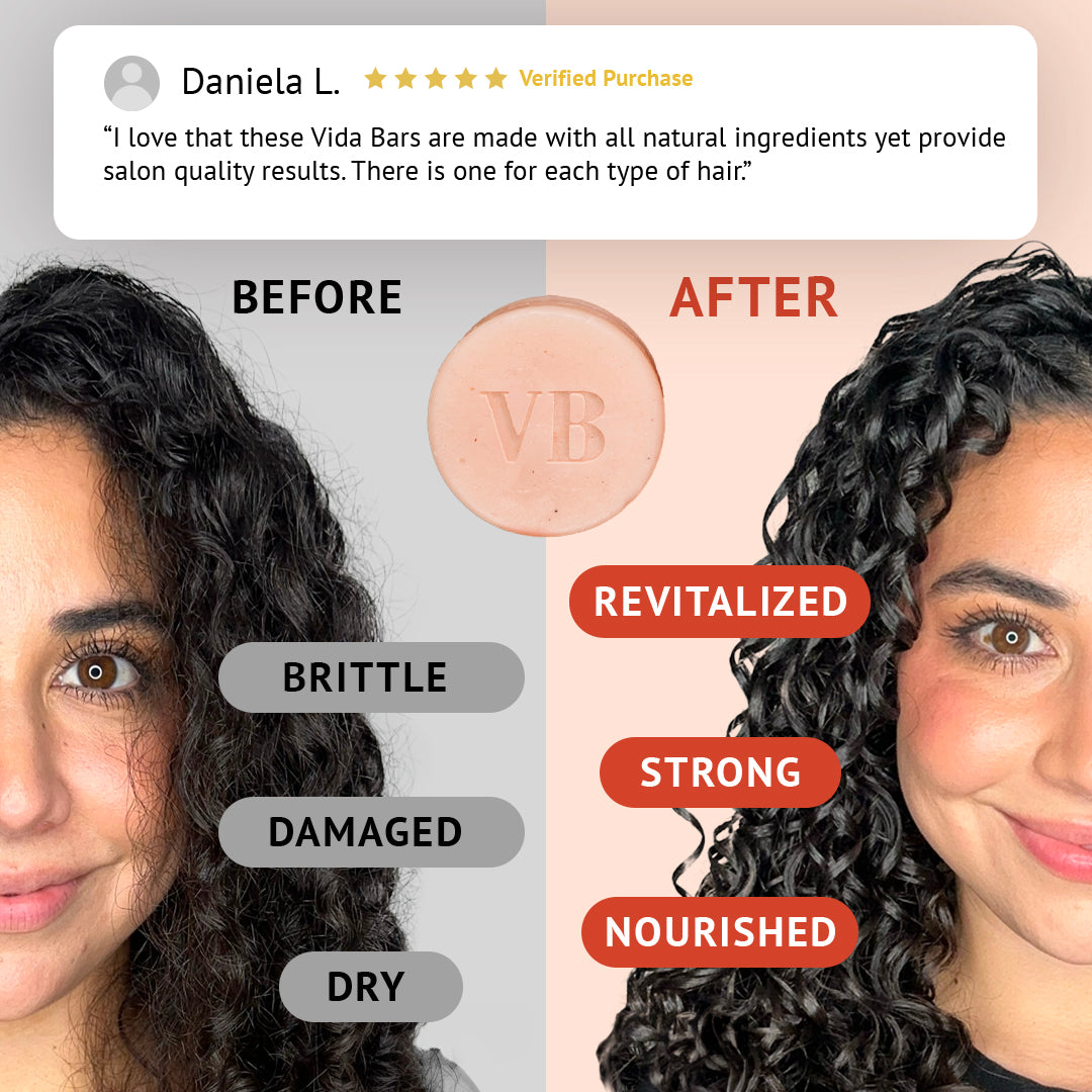 Before and after using Growth Conditioner - Vida Bars