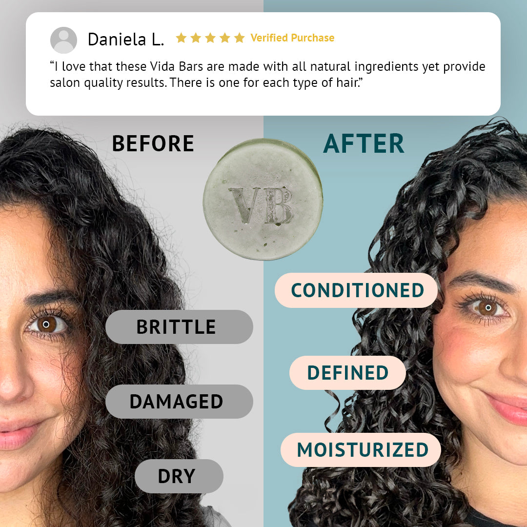 Before and after using Leave-in Conditioner - Vida Bars